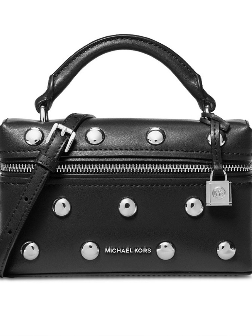Michael Kors Black Leather Studded Mini Top-Handle Bag